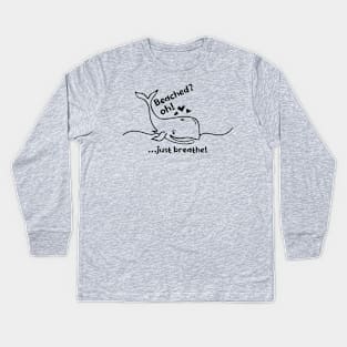 Beached Oh Whale Just Breathe Print Design Kids Long Sleeve T-Shirt